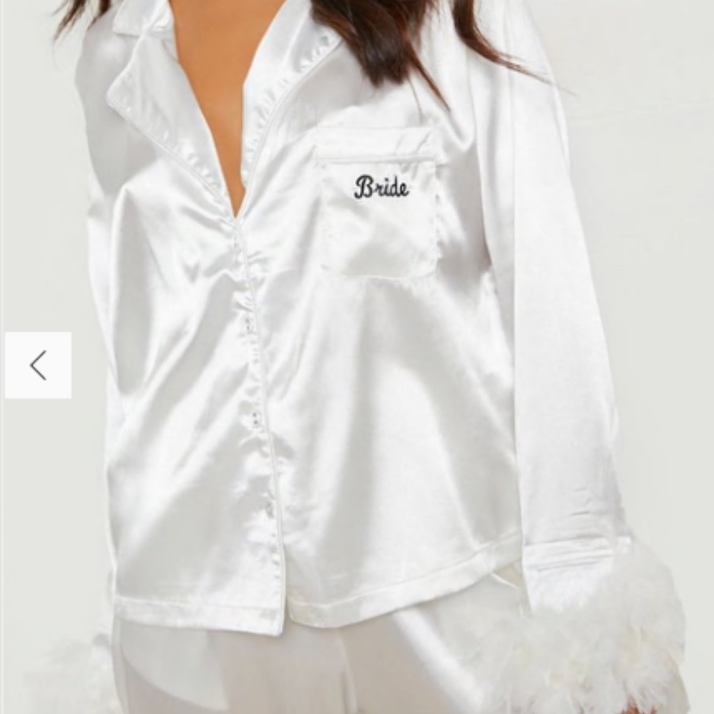 Satin White PJs w. Feathers